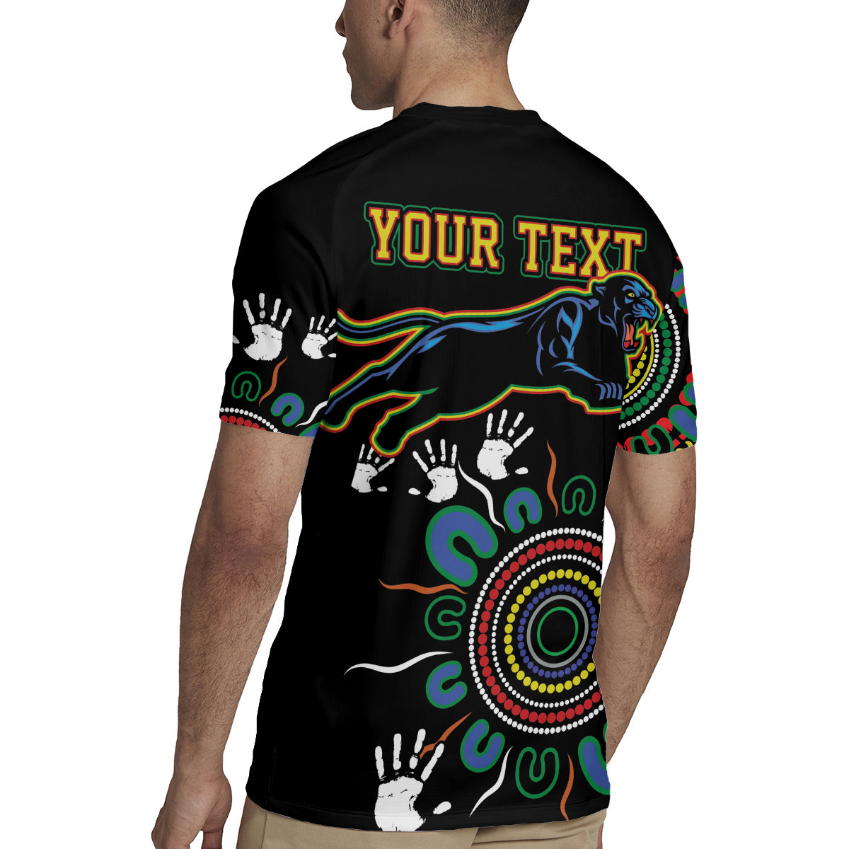 Personalised Panthers Aboriginal Dot Rugby Jersey Go the Mighty Panthers
