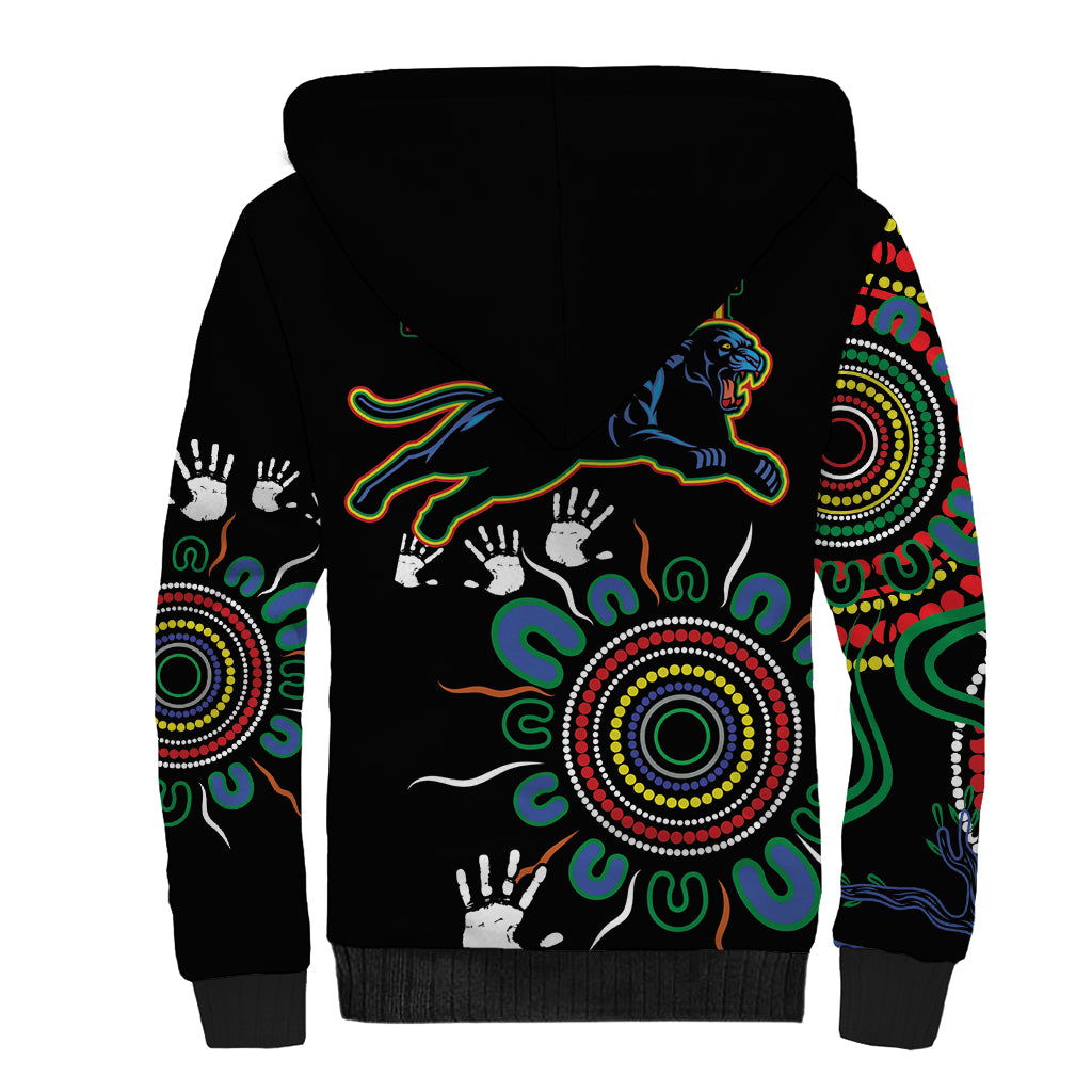 Personalised Panthers Aboriginal Dot Sherpa Hoodie Go the Mighty Panthers