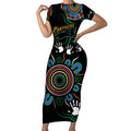 Personalised Panthers Aboriginal Dot Short Sleeve Bodycon Dress Go the Mighty Panthers