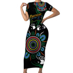 Personalised Panthers Aboriginal Dot Short Sleeve Bodycon Dress Go the Mighty Panthers