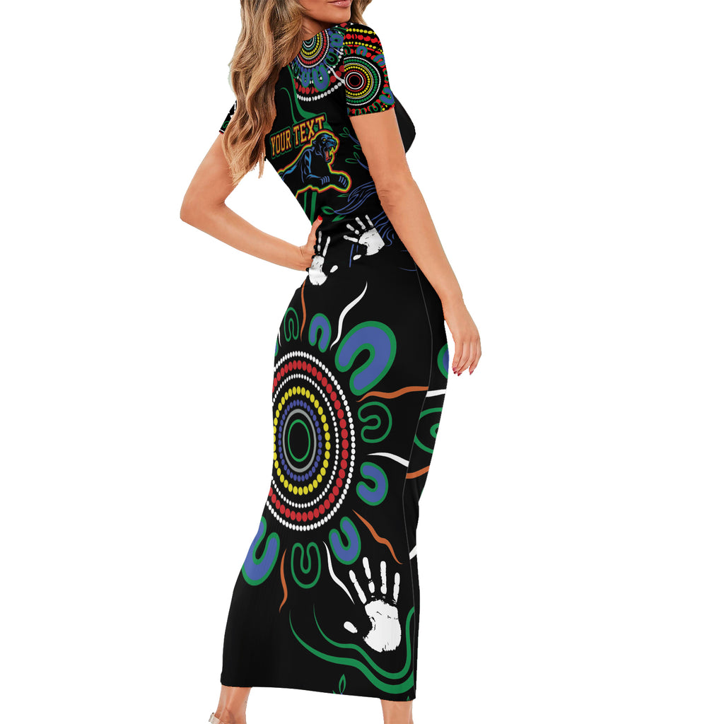Personalised Panthers Aboriginal Dot Short Sleeve Bodycon Dress Go the Mighty Panthers