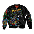 Personalised Panthers Aboriginal Dot Sleeve Zip Bomber Jacket Go the Mighty Panthers