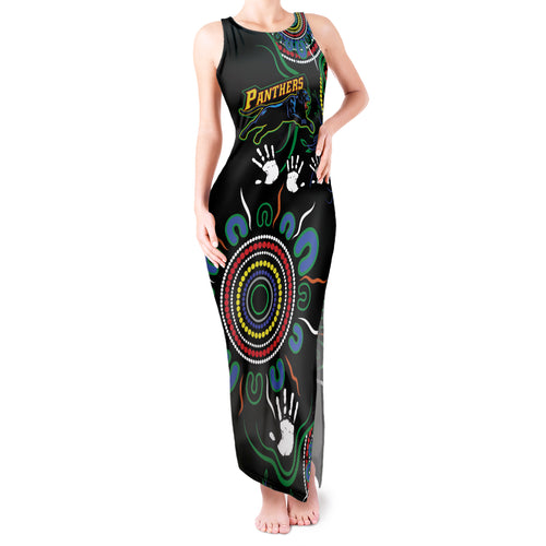 Personalised Panthers Aboriginal Dot Tank Maxi Dress Go the Mighty Panthers