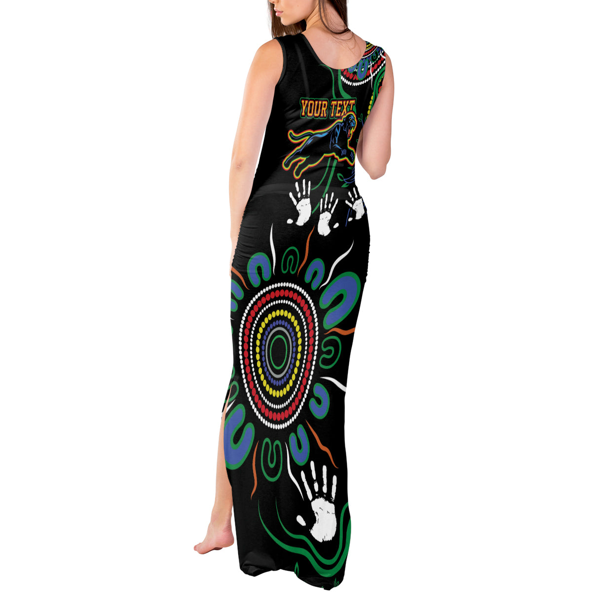 Personalised Panthers Aboriginal Dot Tank Maxi Dress Go the Mighty Panthers