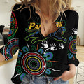 Personalised Panthers Aboriginal Dot Women Casual Shirt Go the Mighty Panthers