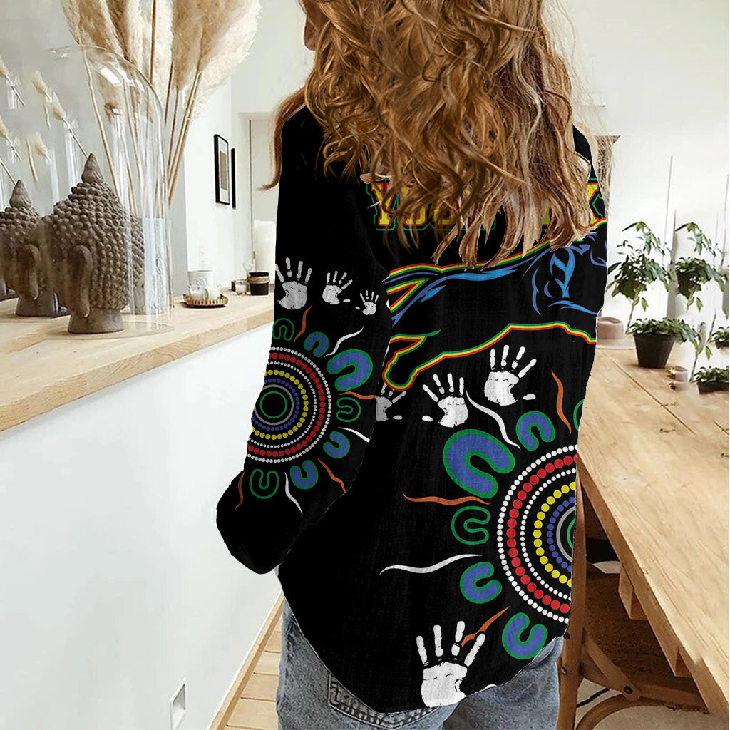 Personalised Panthers Aboriginal Dot Women Casual Shirt Go the Mighty Panthers