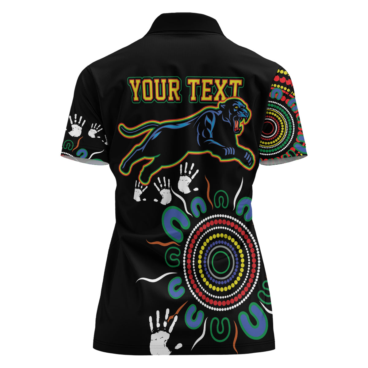 Personalised Panthers Aboriginal Dot Women Polo Shirt Go the Mighty Panthers