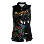 Personalised Panthers Aboriginal Dot Women Sleeveless Polo Shirt Go the Mighty Panthers