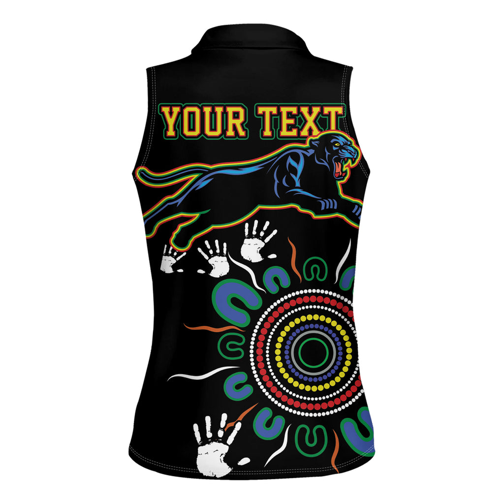 Personalised Panthers Aboriginal Dot Women Sleeveless Polo Shirt Go the Mighty Panthers