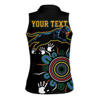 Personalised Panthers Aboriginal Dot Women Sleeveless Polo Shirt Go the Mighty Panthers