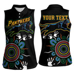 Personalised Panthers Aboriginal Dot Women Sleeveless Polo Shirt Go the Mighty Panthers