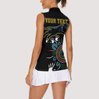 Personalised Panthers Aboriginal Dot Women Sleeveless Polo Shirt Go the Mighty Panthers