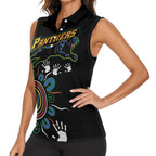 Personalised Panthers Aboriginal Dot Women Sleeveless Polo Shirt Go the Mighty Panthers