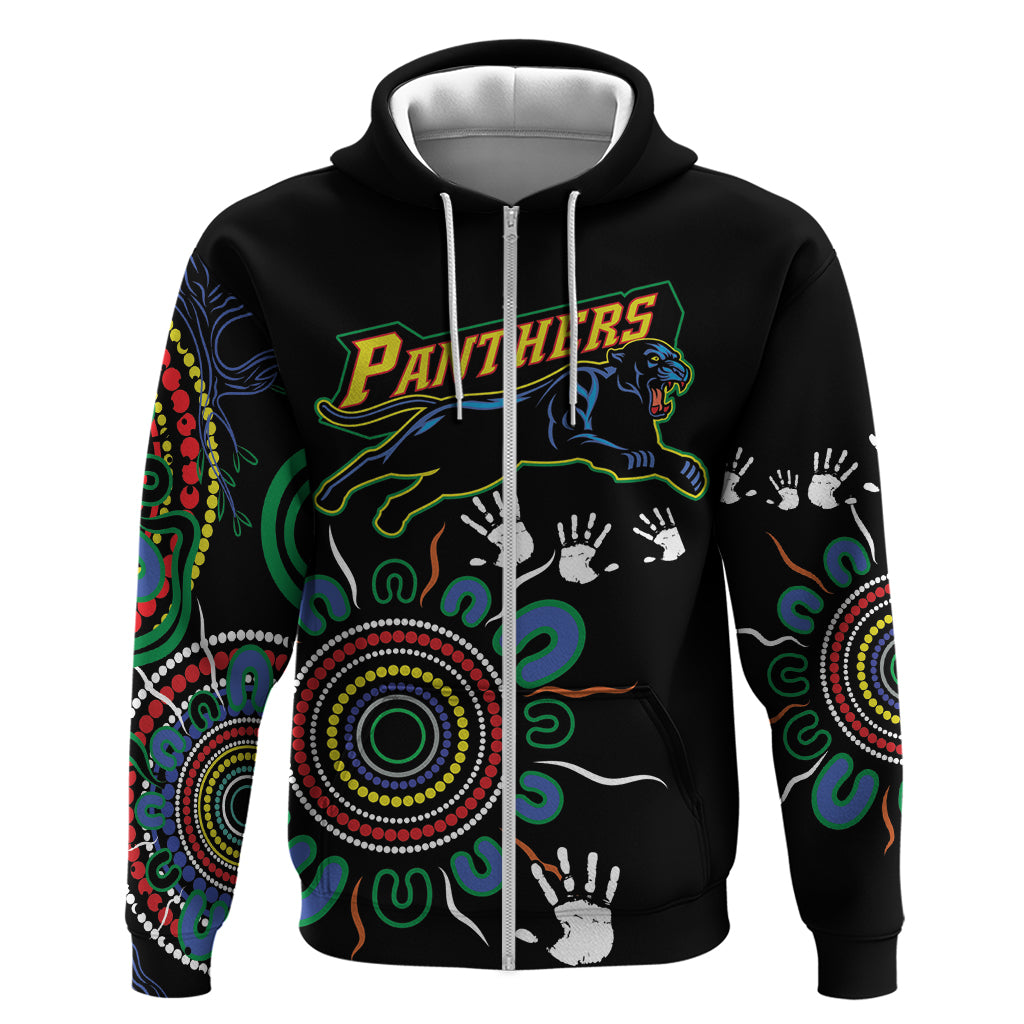 Personalised Panthers Aboriginal Dot Zip Hoodie Go the Mighty Panthers