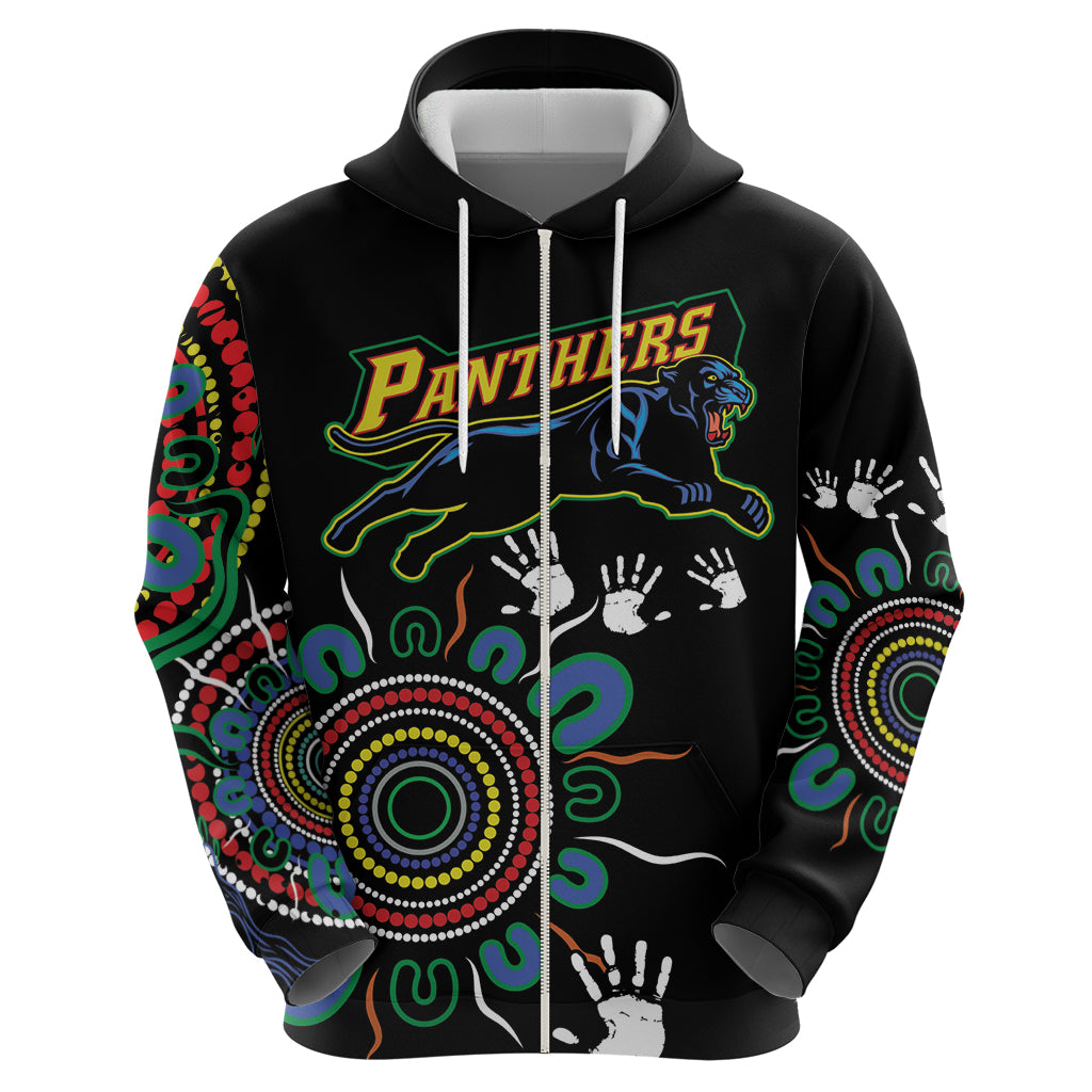 Personalised Panthers Aboriginal Dot Zip Hoodie Go the Mighty Panthers