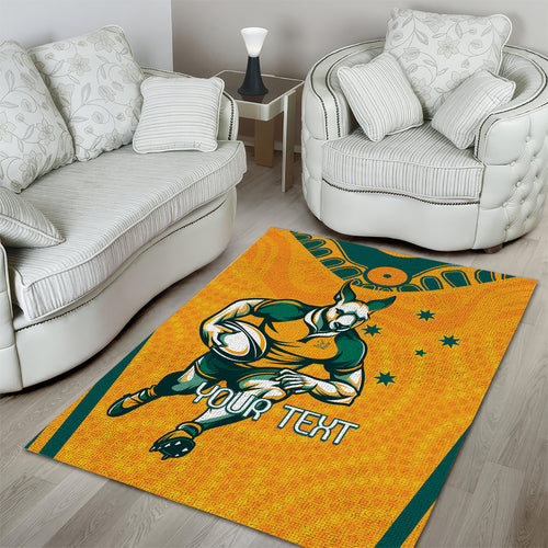Custom Australia Rugby Area Rug Wallabies Mascots Sporty Version