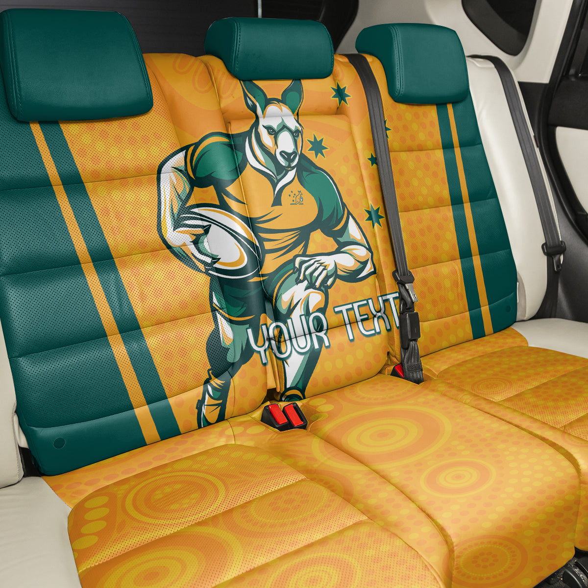 Custom Australia Rugby Back Car Seat Cover Wallabies Mascots Sporty Version