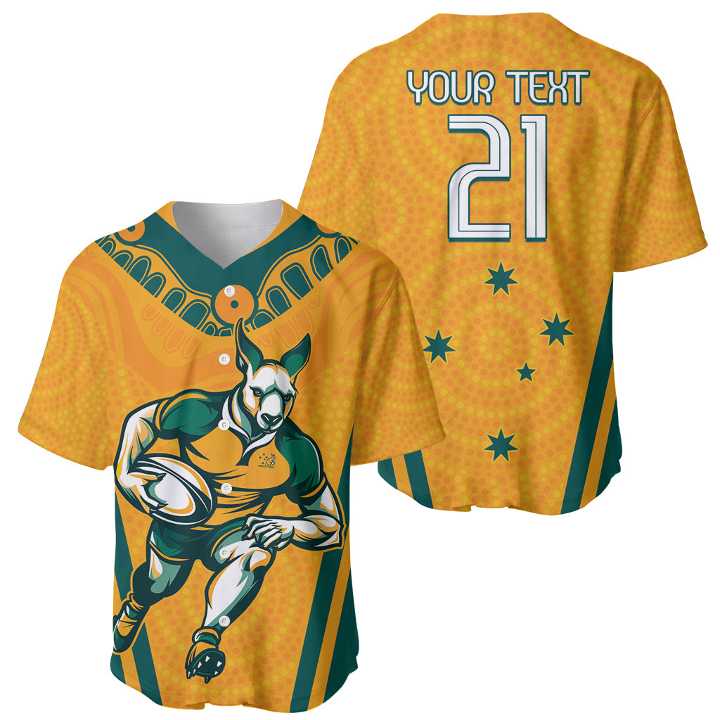 Custom Australia Rugby Baseball Jersey Wallabies Mascots Sporty Version