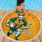 Custom Australia Rugby Beach Blanket Wallabies Mascots Sporty Version