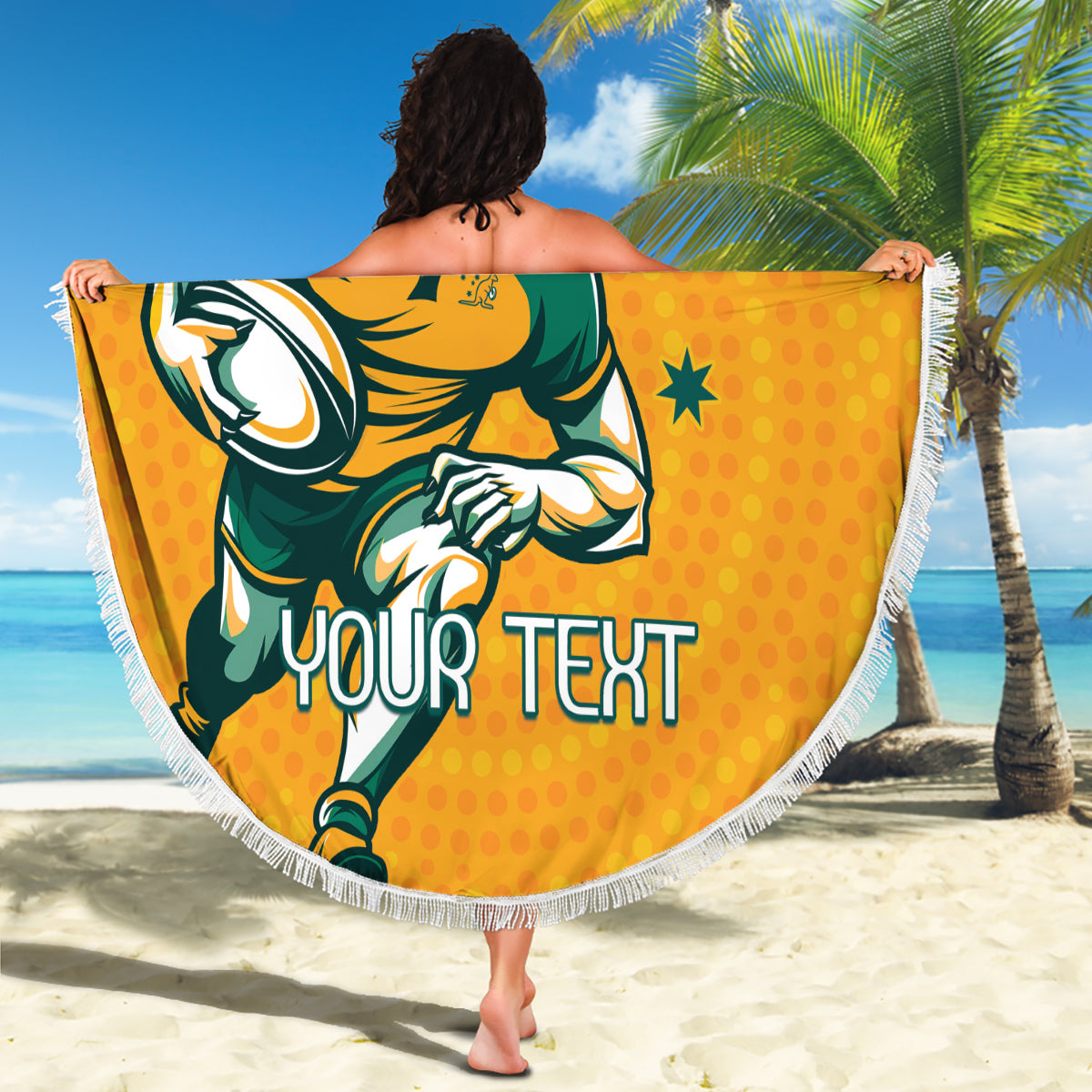 Custom Australia Rugby Beach Blanket Wallabies Mascots Sporty Version