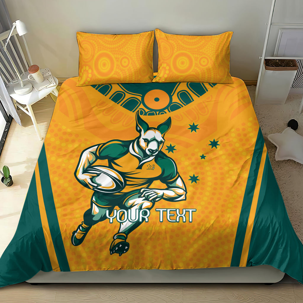 Custom Australia Rugby Bedding Set Wallabies Mascots Sporty Version