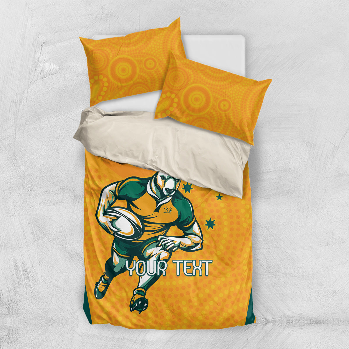 Custom Australia Rugby Bedding Set Wallabies Mascots Sporty Version