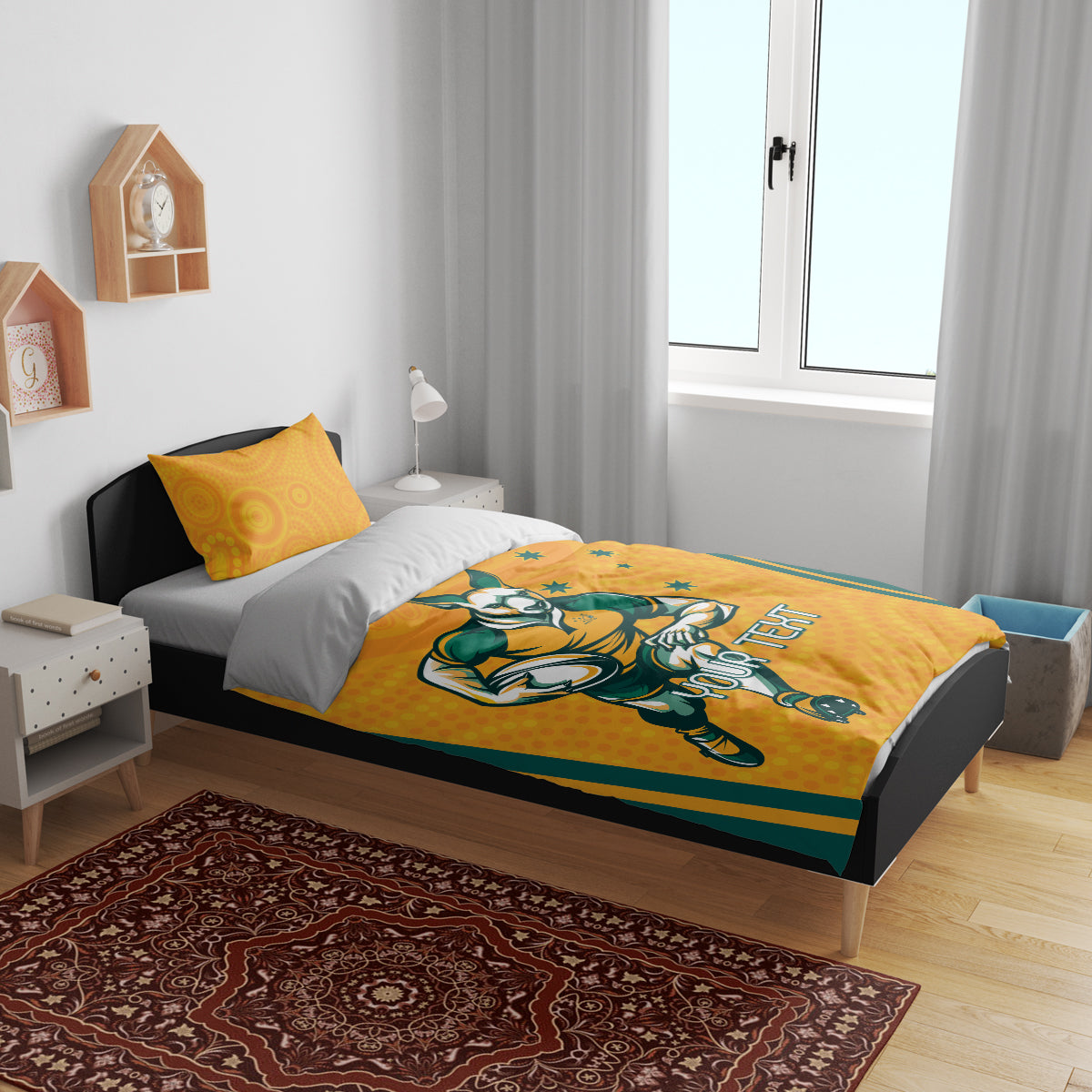 Custom Australia Rugby Bedding Set Wallabies Mascots Sporty Version