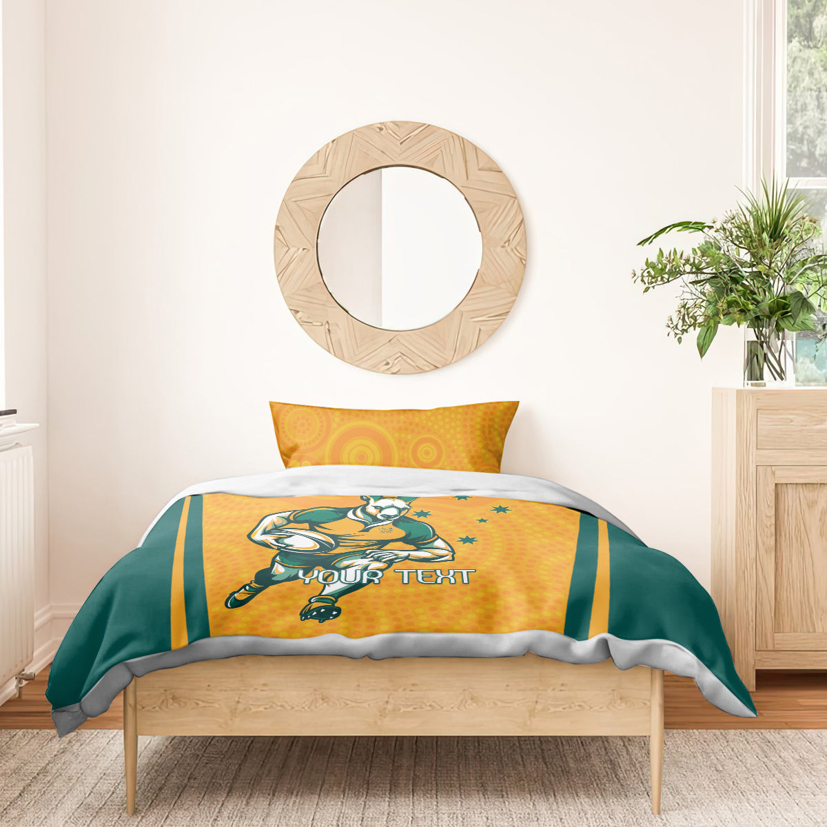 Custom Australia Rugby Bedding Set Wallabies Mascots Sporty Version
