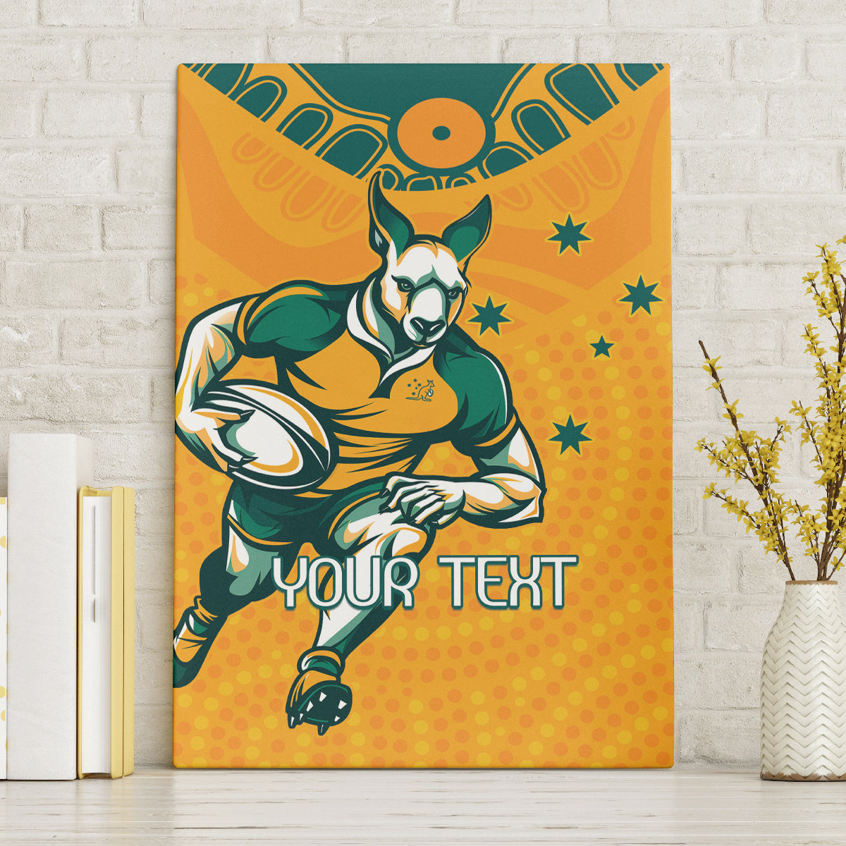 Custom Australia Rugby Canvas Wall Art Wallabies Mascots Sporty Version