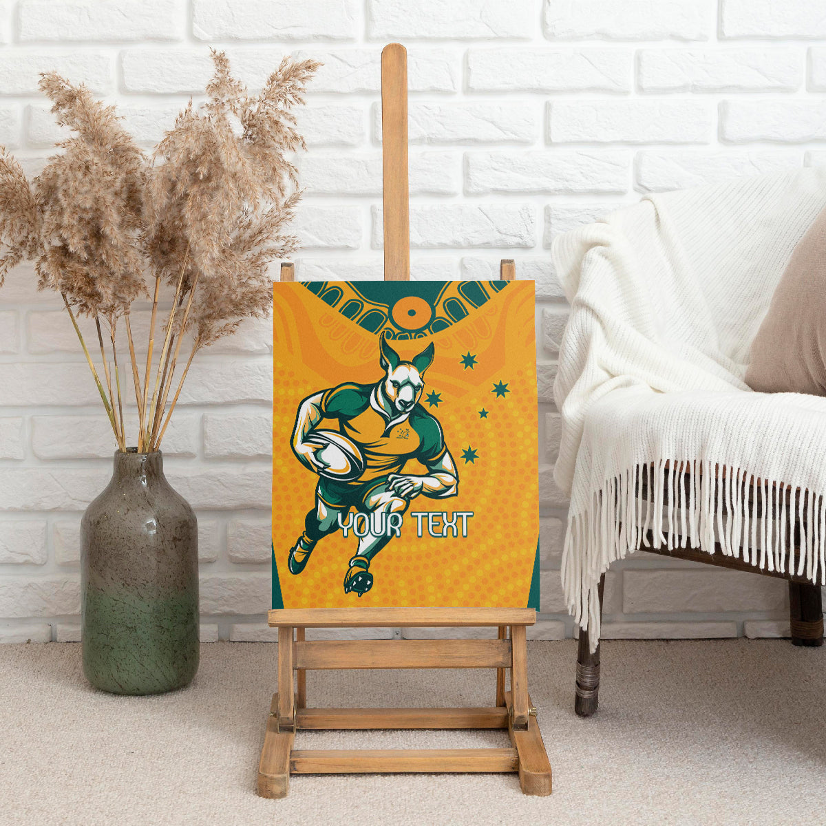 Custom Australia Rugby Canvas Wall Art Wallabies Mascots Sporty Version