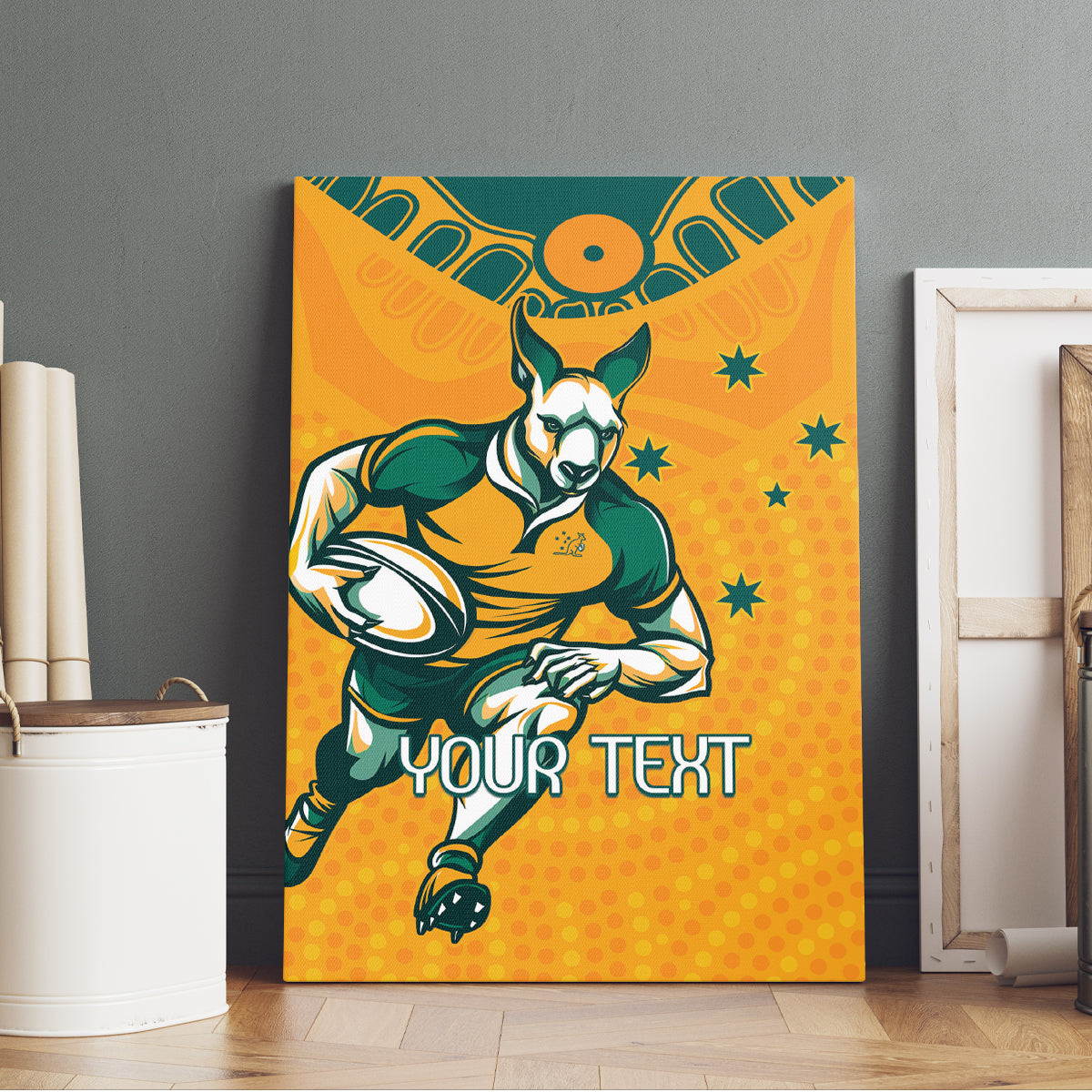 Custom Australia Rugby Canvas Wall Art Wallabies Mascots Sporty Version