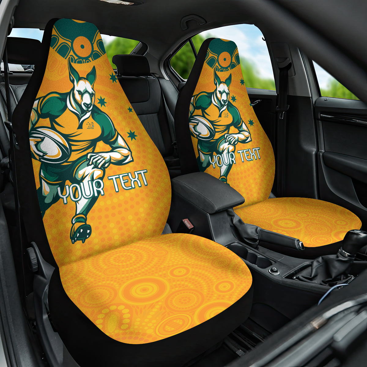 Custom Australia Rugby Car Seat Cover Wallabies Mascots Sporty Version