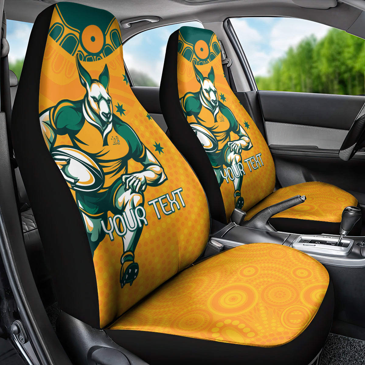 Custom Australia Rugby Car Seat Cover Wallabies Mascots Sporty Version