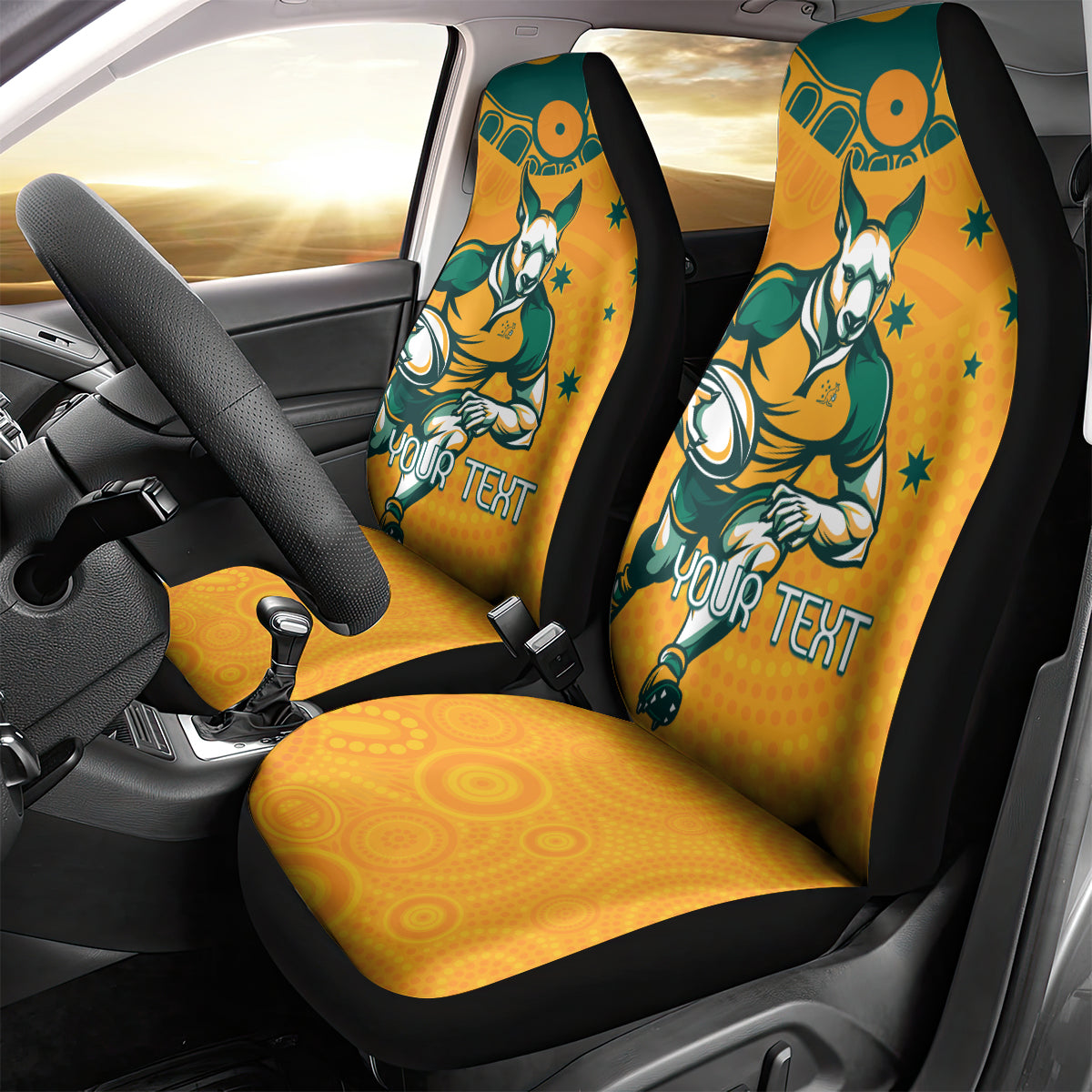 Custom Australia Rugby Car Seat Cover Wallabies Mascots Sporty Version