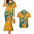 Custom Australia Rugby Couples Matching Mermaid Dress and Hawaiian Shirt Wallabies Mascots Sporty Version