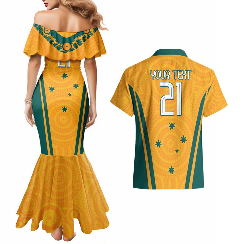 Custom Australia Rugby Couples Matching Mermaid Dress and Hawaiian Shirt Wallabies Mascots Sporty Version
