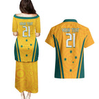 Custom Australia Rugby Couples Matching Puletasi and Hawaiian Shirt Wallabies Mascots Sporty Version