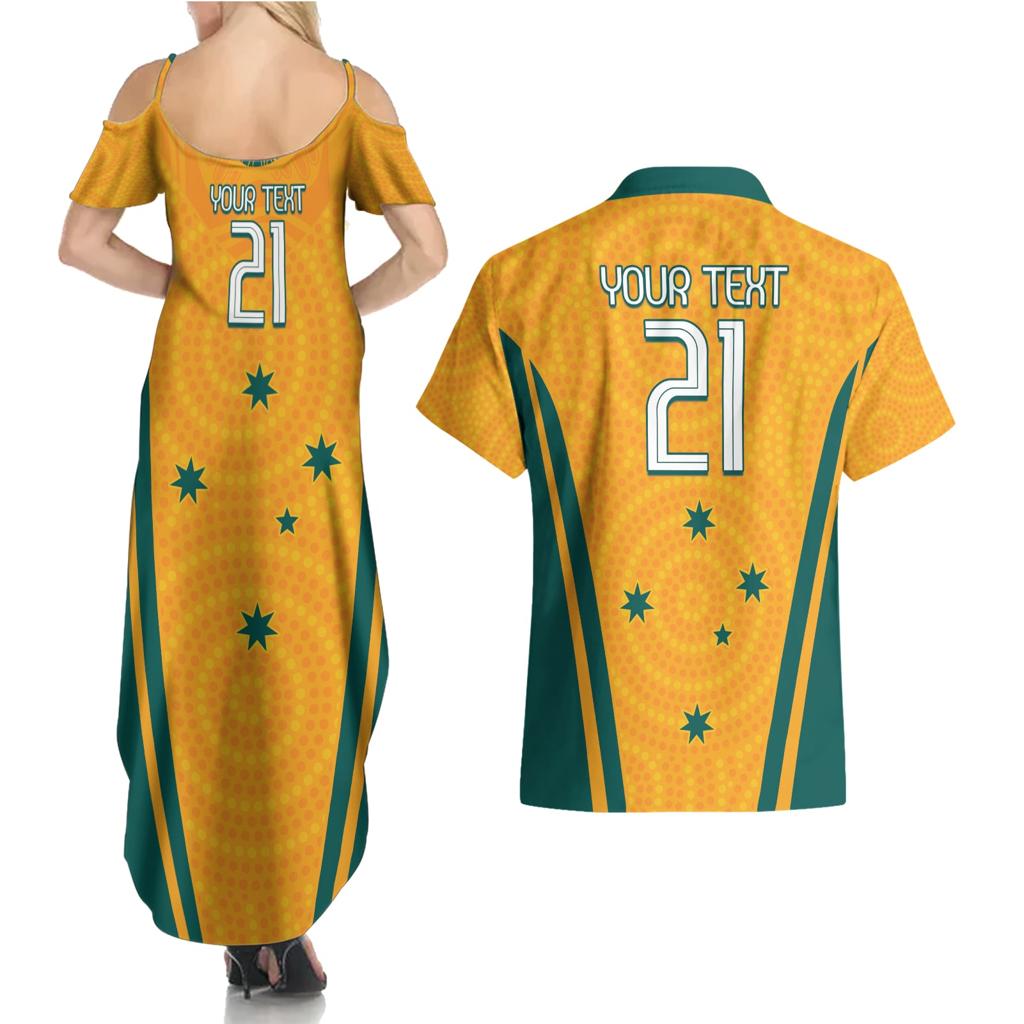 Custom Australia Rugby Couples Matching Summer Maxi Dress and Hawaiian Shirt Wallabies Mascots Sporty Version