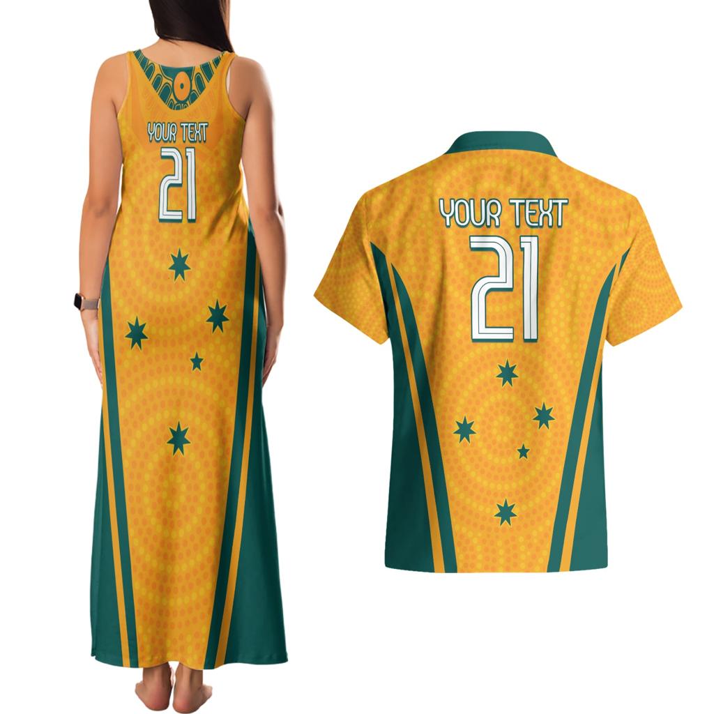 Custom Australia Rugby Couples Matching Tank Maxi Dress and Hawaiian Shirt Wallabies Mascots Sporty Version