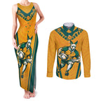 Custom Australia Rugby Couples Matching Tank Maxi Dress and Long Sleeve Button Shirt Wallabies Mascots Sporty Version
