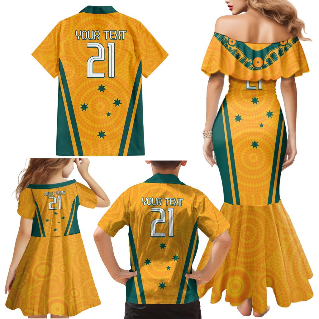 Custom Australia Rugby Family Matching Mermaid Dress and Hawaiian Shirt Wallabies Mascots Sporty Version
