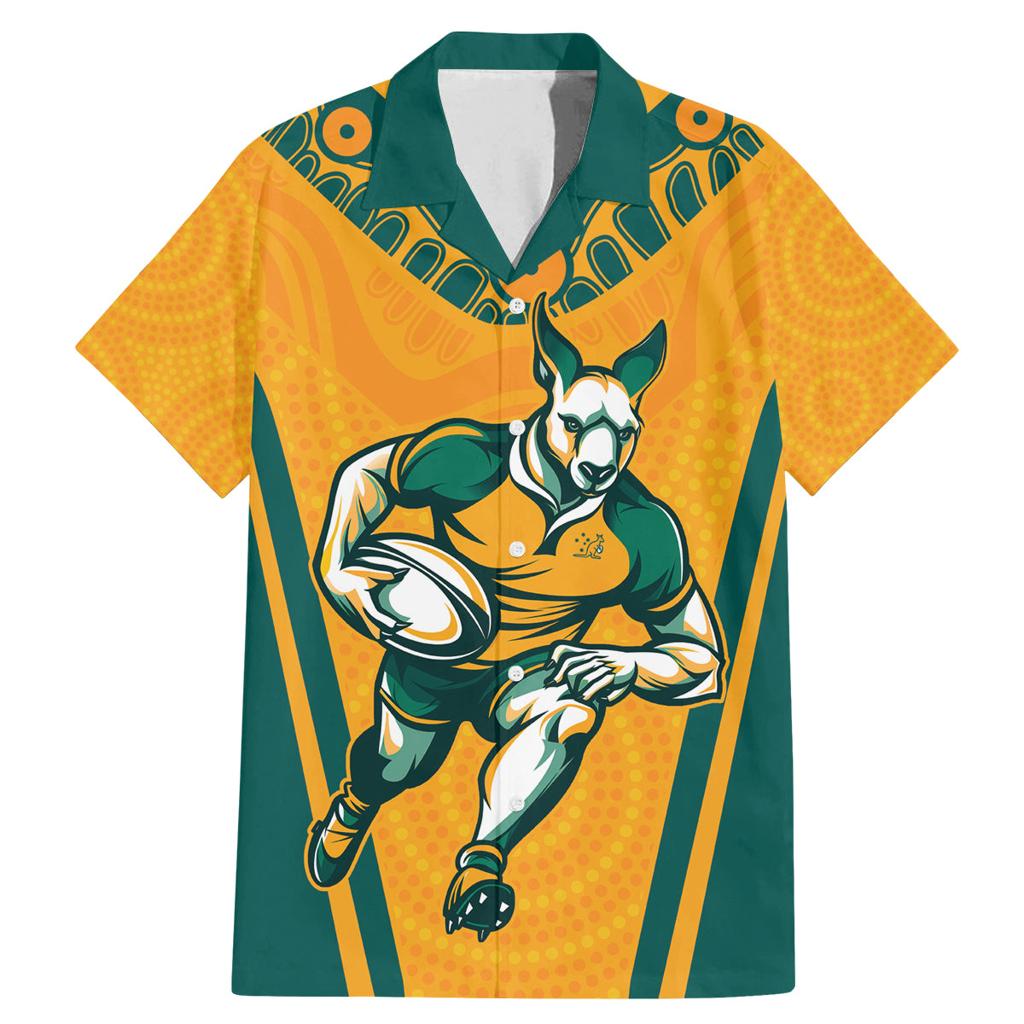 Custom Australia Rugby Family Matching Mermaid Dress and Hawaiian Shirt Wallabies Mascots Sporty Version