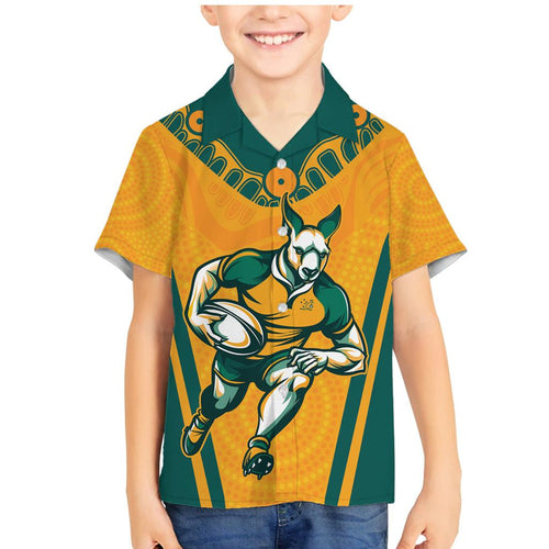 Custom Australia Rugby Family Matching Mermaid Dress and Hawaiian Shirt Wallabies Mascots Sporty Version