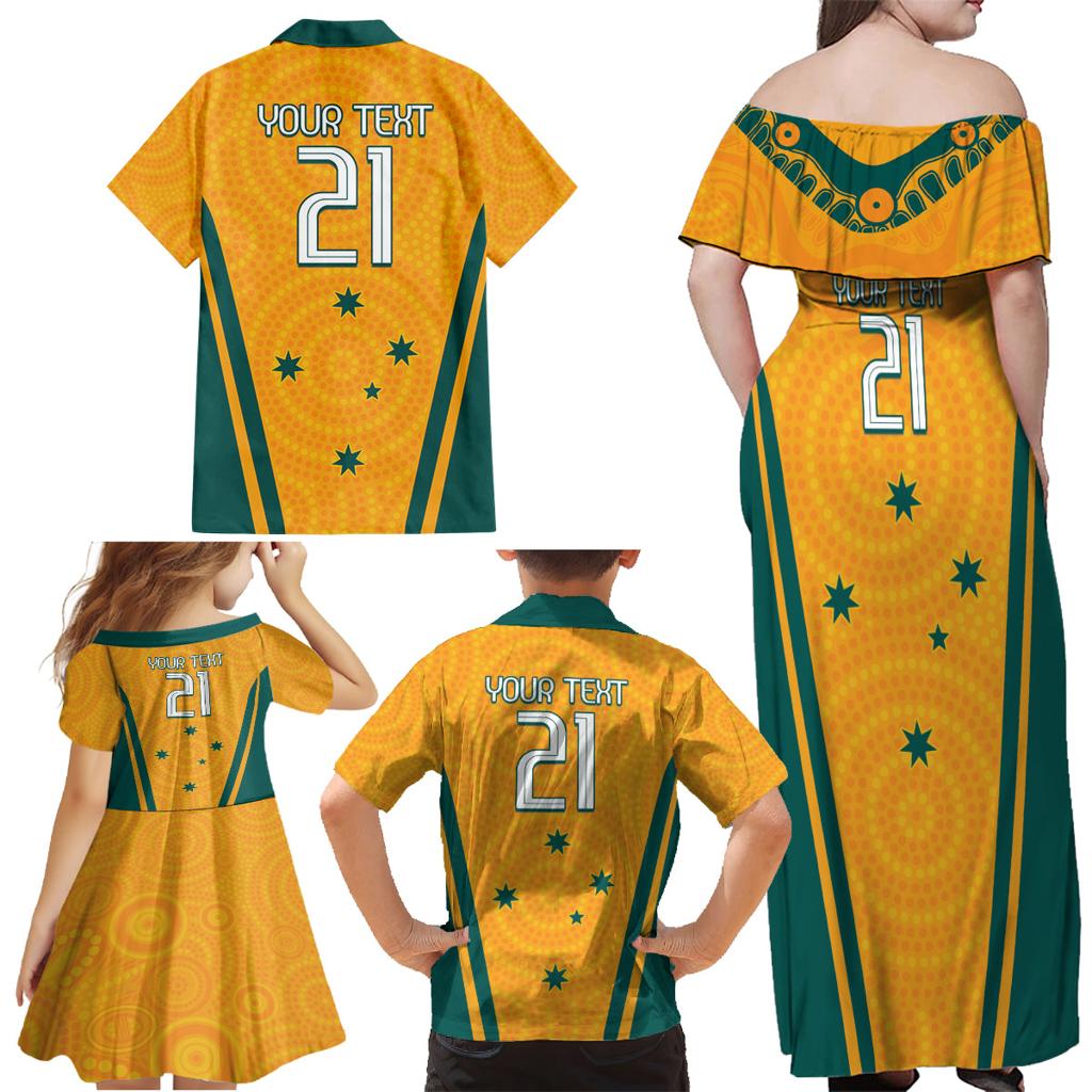 Custom Australia Rugby Family Matching Off Shoulder Maxi Dress and Hawaiian Shirt Wallabies Mascots Sporty Version