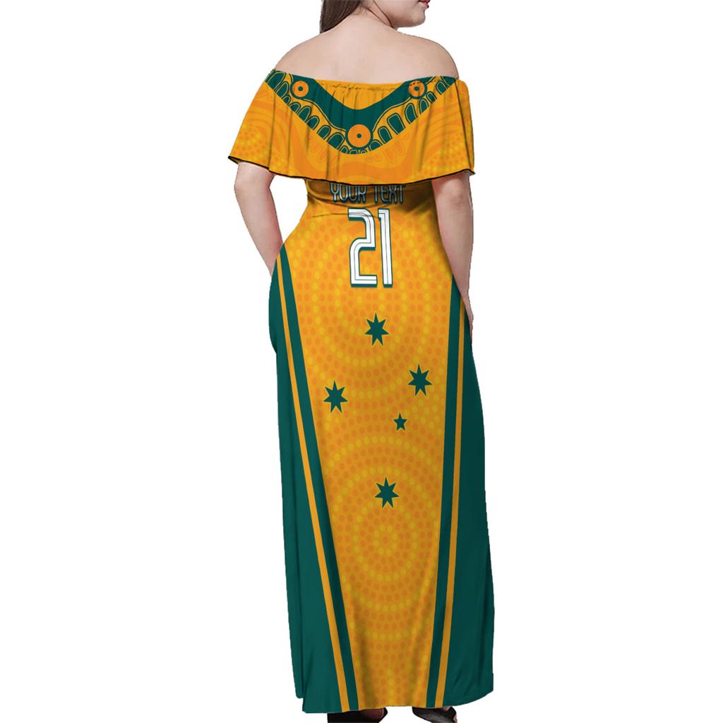 Custom Australia Rugby Family Matching Off Shoulder Maxi Dress and Hawaiian Shirt Wallabies Mascots Sporty Version