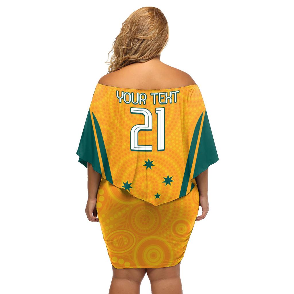 Custom Australia Rugby Family Matching Off Shoulder Short Dress and Hawaiian Shirt Wallabies Mascots Sporty Version