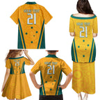 Custom Australia Rugby Family Matching Puletasi and Hawaiian Shirt Wallabies Mascots Sporty Version