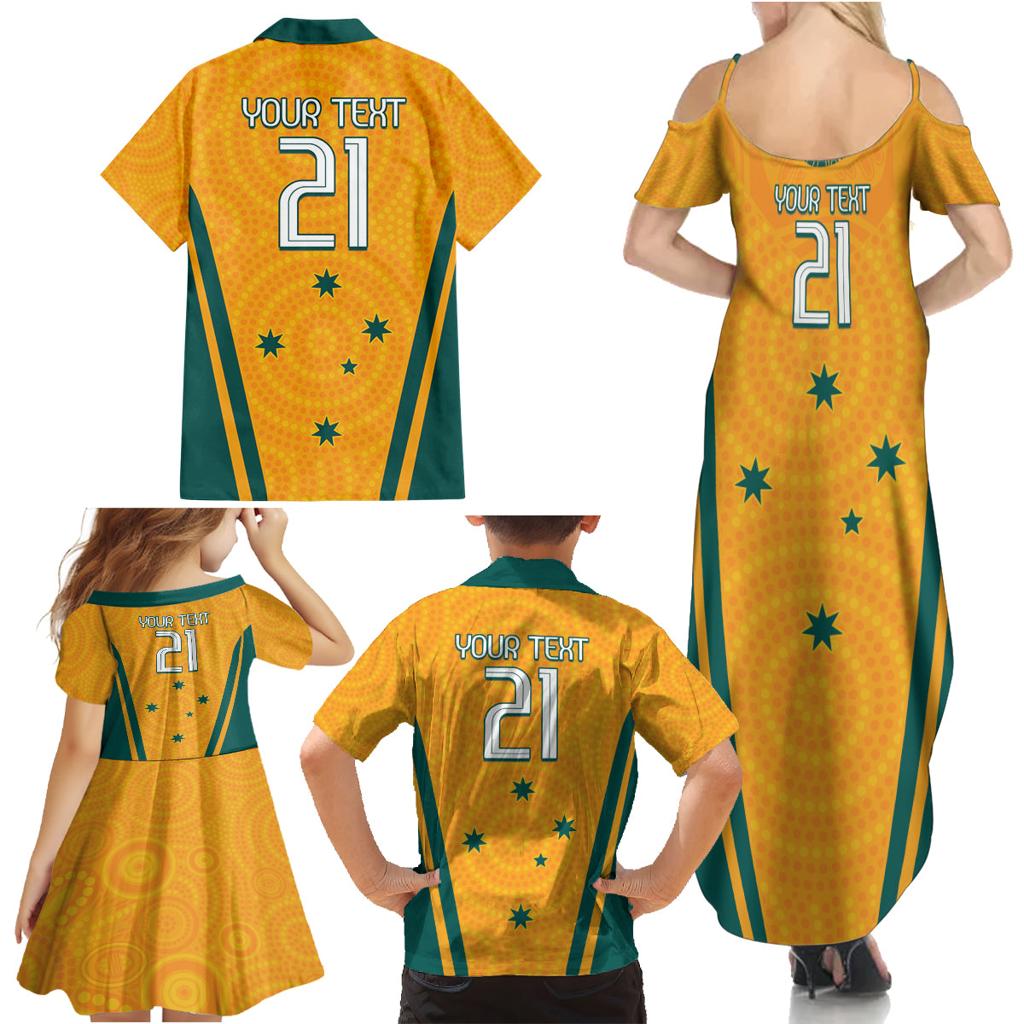 Custom Australia Rugby Family Matching Summer Maxi Dress and Hawaiian Shirt Wallabies Mascots Sporty Version