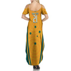 Custom Australia Rugby Family Matching Summer Maxi Dress and Hawaiian Shirt Wallabies Mascots Sporty Version