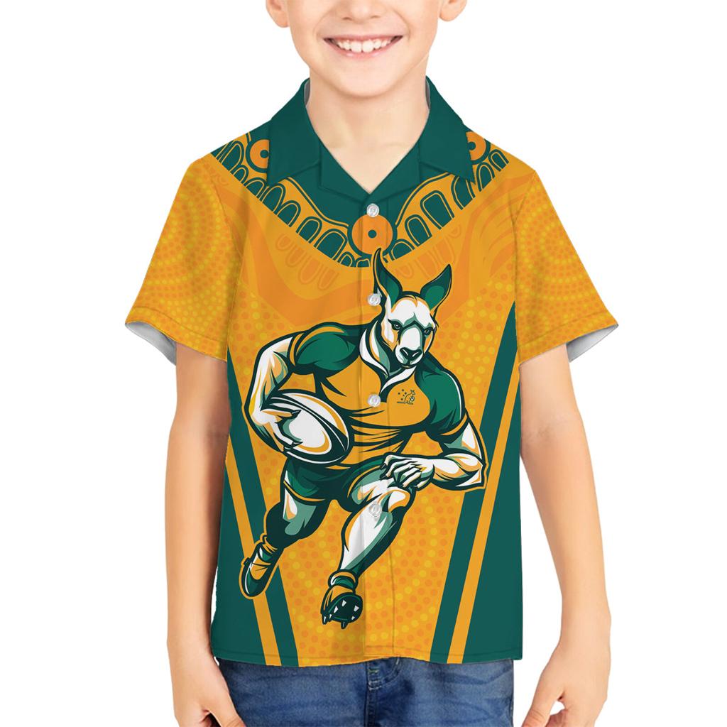 Custom Australia Rugby Family Matching Summer Maxi Dress and Hawaiian Shirt Wallabies Mascots Sporty Version